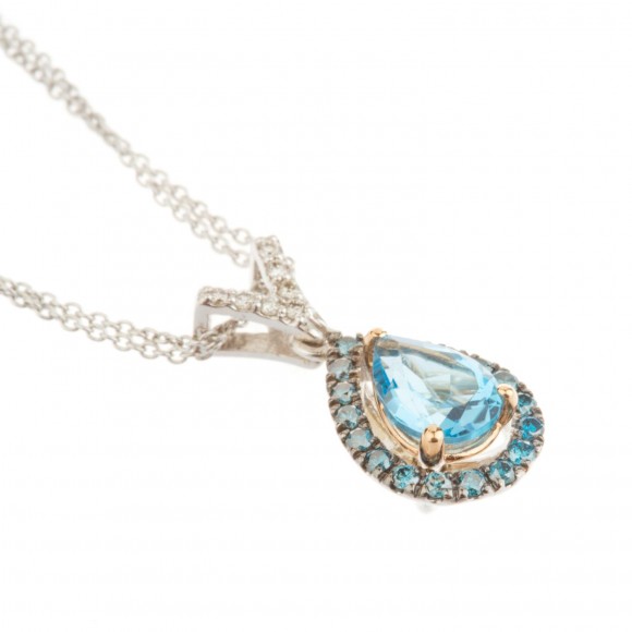 Κρεμαστό ροζέτα με Blue Topaz