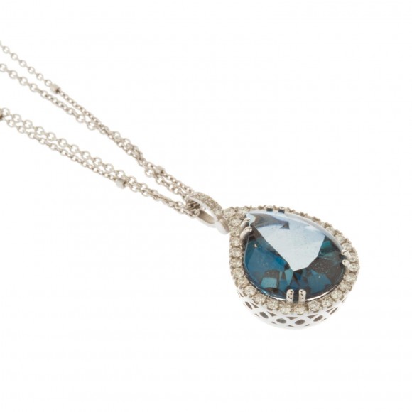 Κρεμαστό δάκρυ ροζέτα με Blue Topaz