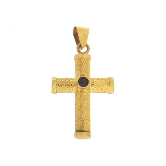Βυζαντινός σταυρός με ζαφείρι στρόγγυλο