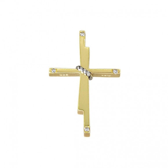 Σταυρός Triantos χρυσός με πέτρες με κωδικό ST111344