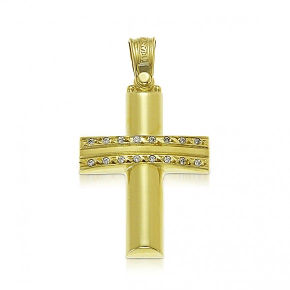 Σταυρός Triantos χρυσός με πέτρες με κωδικό ST121071