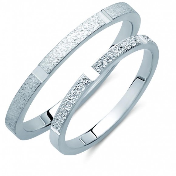 Ζευγάρι βέρες λευκόχρυσες Κ14-σχέδιο 457B