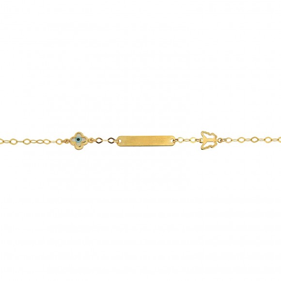 Ταυτότητα χρυσή μάτι σε σταυρό και πεταλούδα K14