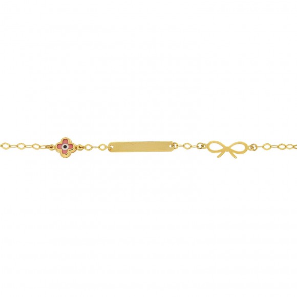 Ταυτότητα χρυσή μάτι ροζ σε σταυρό και κορδέλα K14