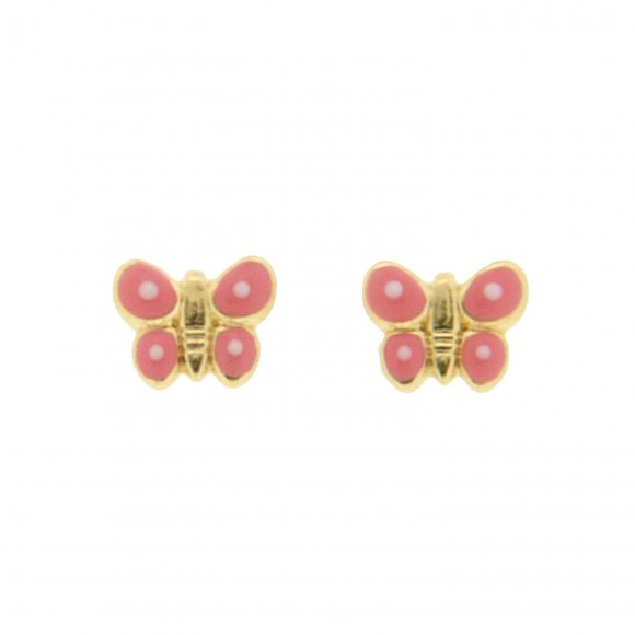 Σκουλαρίκι ροζ πεταλούδες