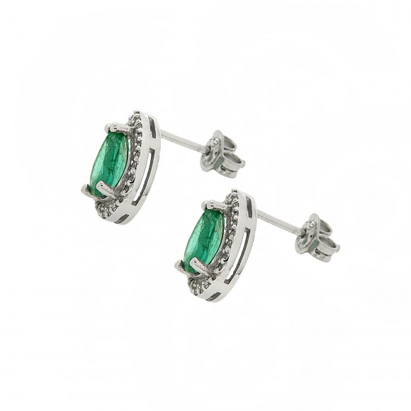 Σκουλαρίκια ροζέτες emerald & diamonds