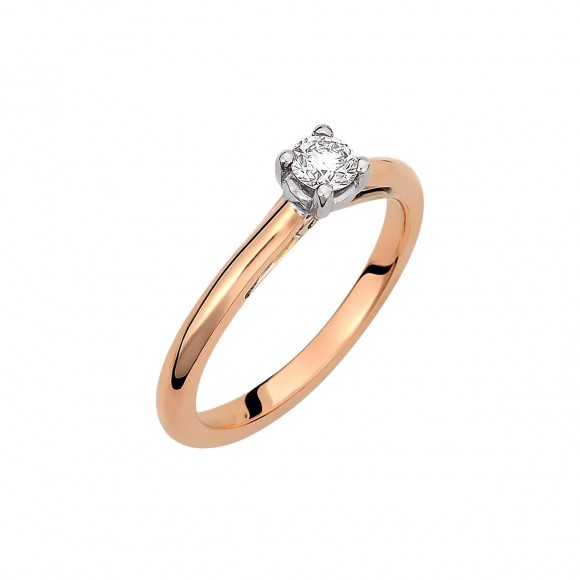 Δαχτυλίδι μονόπετρο τετράγωνο rosegold με διαμάντι