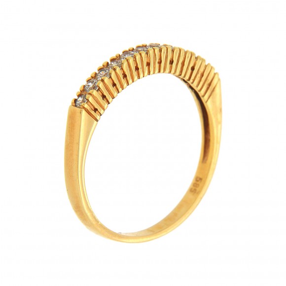 Δαχτυλίδι κλασικό σειρέ από κίτρινο χρυσό 14 καρατίων με ζιργκόν