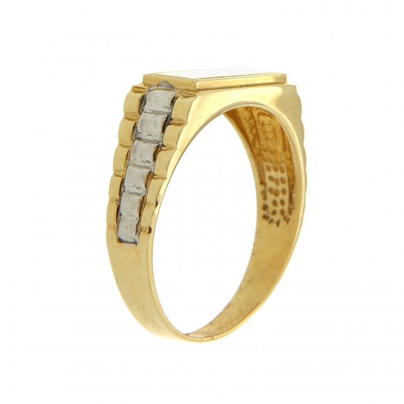 Ανδρικό δαχτυλίδι δίχρωμο σε χρυσό 14 καρατίων