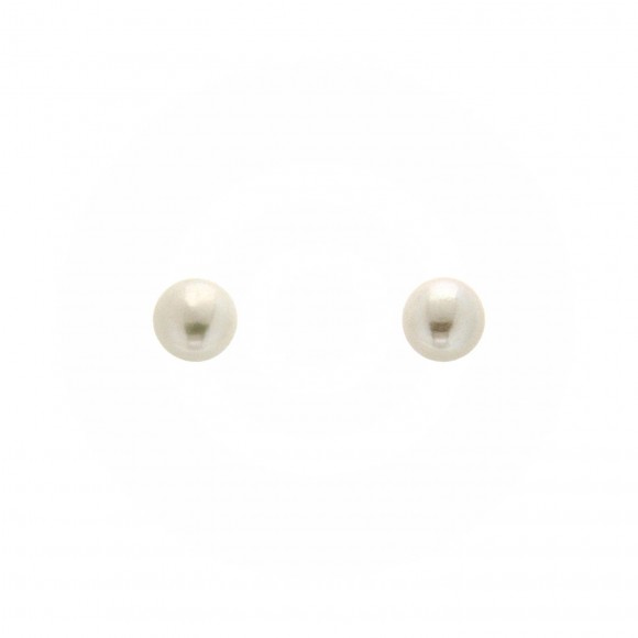 Σκουλαρίκια καρφωτά λευκόχρυσα, με φυσικό μαργαριτάρι, 4 - 4,50mm