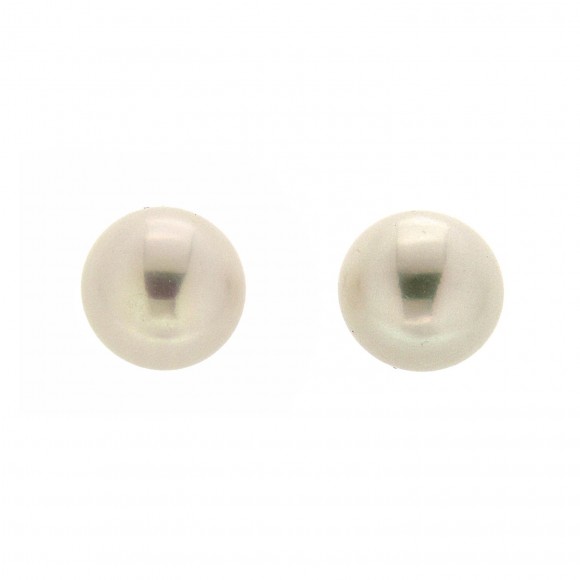 Σκουλαρίκια καρφωτά λευκόχρυσα, με φυσικό μαργαριτάρι, 10 - 10,50mm