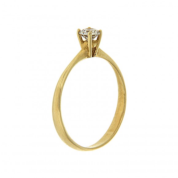 Μονόπετρο δαχτυλίδι minimal κλασικό από χρυσό 14 καρατίων με γυαλιστερή βάση