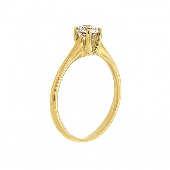 Μονόπετρο minimal δαχτυλίδι μοντέρνο από χρυσό 14 καρατίων