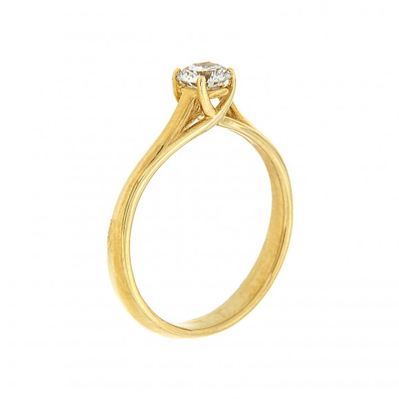 Μονόπετρο δαχτυλίδι minimal από χρυσό 14 καρατίων