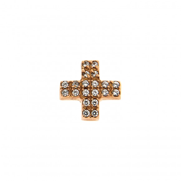 Σταυρός rosegold τετράγωνος με πέτρες