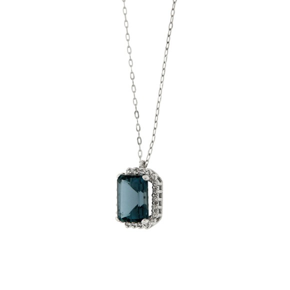 Ροζέτα κολιέ London Blue Topaz & diamonds