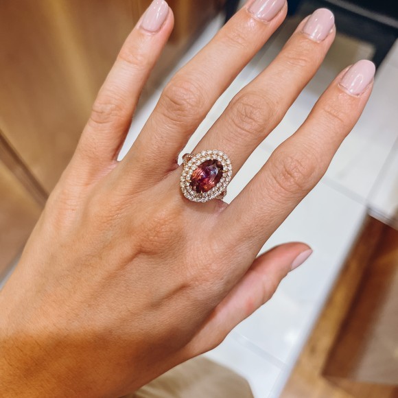 Δαχτυλίδι ροζε΄τα rosegold με tourmaline 2.97ct