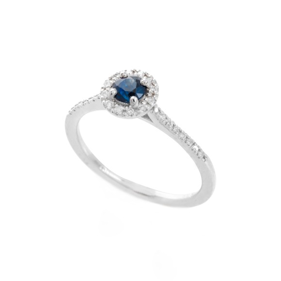 Δαχτυλίδι halo με μπλε ζαφείρι