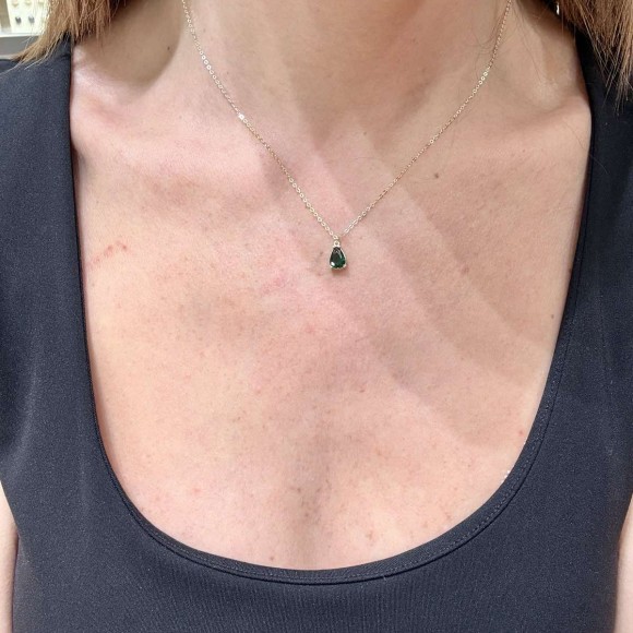 Κολιέ μονόπετρο πράσινο drop