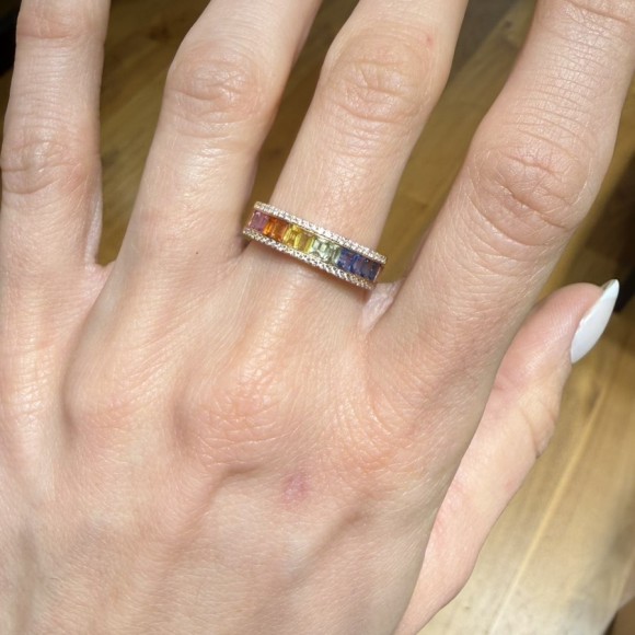Δαχτυλίδι σειρέ rainbow με ζαφείρια και διαμάντια