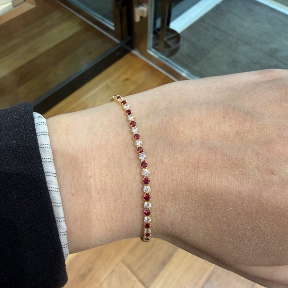 Βραχιόλι ριβιέρα Κ14 με κόκκινες πέτρες