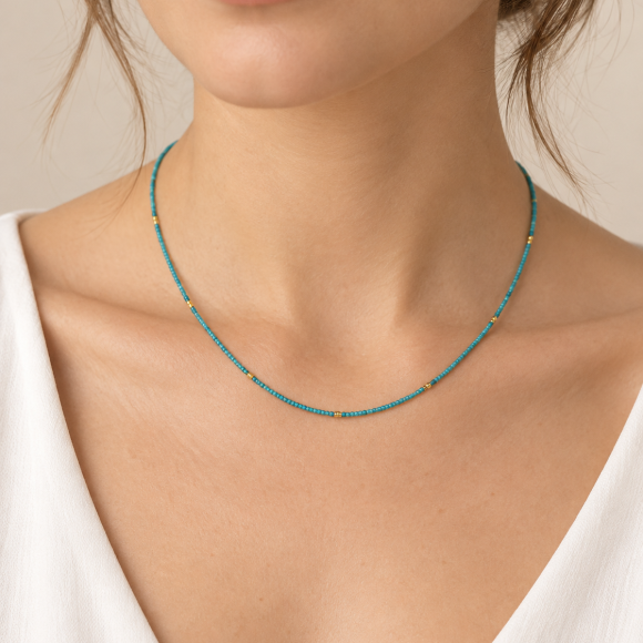 Κολιέ με turquoise και μπίλιες K14