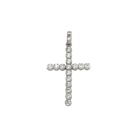 Σταυρός μακρόστενος λευκόχρυσος