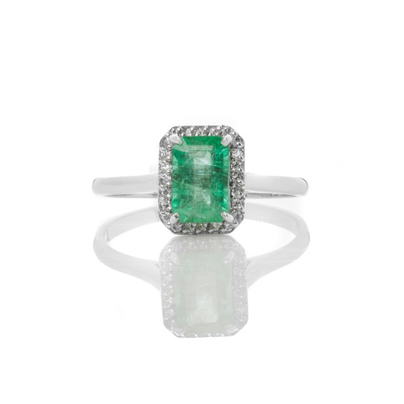 Δαχτυλίδι με διαμάντια και σμαράγδι 0.35ct