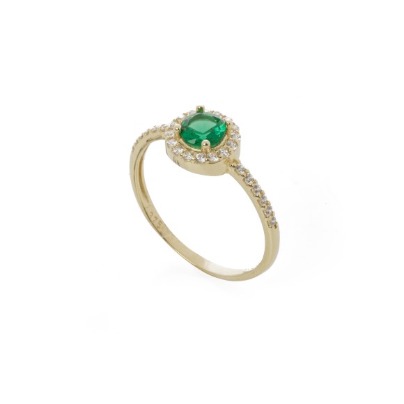 Δαχτυλίδι ροζέτα πράσινη στρόγγυλη με πλαϊνές