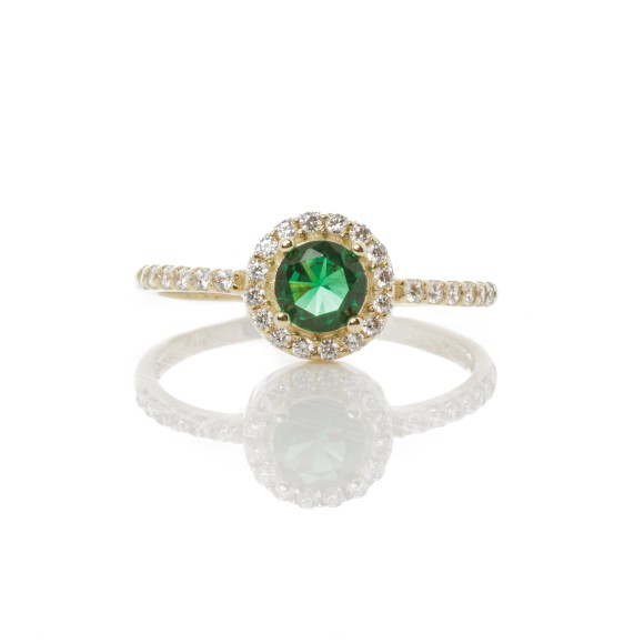 Δαχτυλίδι ροζέτα πράσινη στρόγγυλη με πλαϊνές