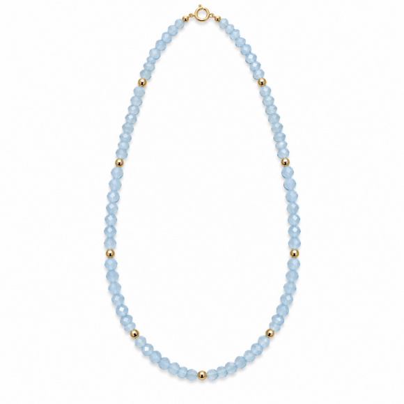 Κολιέ με ορυκτές aquamarine & μπίλιες