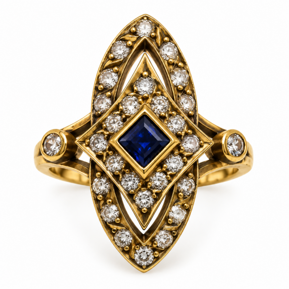 Δαχτυλίδι vintage 18kt blue sapphire