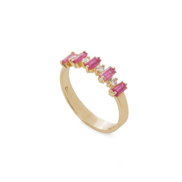 Δαχτυλίδι σειρέ με ρουμπίνια και διαμάντια