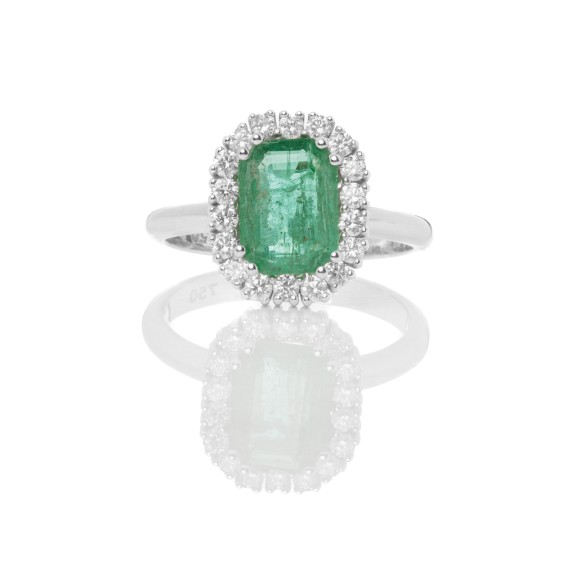 Δαχτυλίδι με διαμάντια και σμαράγδι 1.69ct