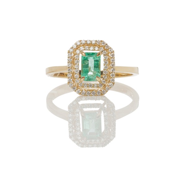 Δαχτυλίδι με διαμάντια και σμαράγδι 0.70ct