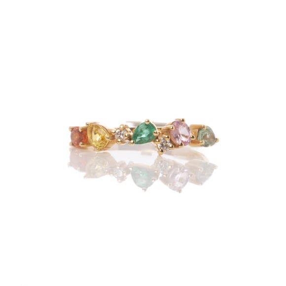 Δαχτυλίδι σειρέ με σμαράγδι, ζαφερία & διαμάντια