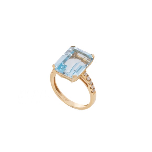 Δαχτυλίδι Κ18 Blue Topaz 11ct