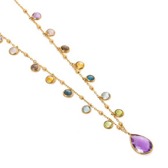 Βραχιόλι με διάφορες ορυκτές και κέντρο αμέθυστο