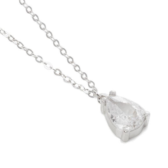 Κολιέ λευκόχρυσο μονόπετρο ζιργκόν pear