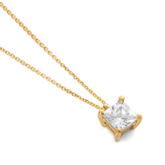 Κολιέ μονόπετρο ζιργκόν princess