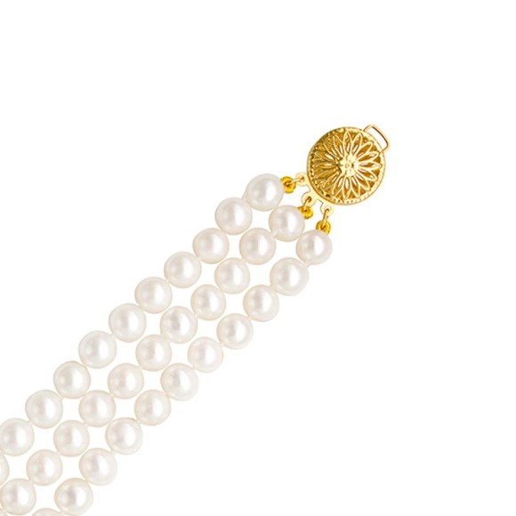 Βραχιόλι τρεις σειρές μαργαριτάρια 6-6.5mm