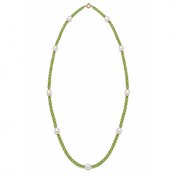 Κολιέ με ορυκτές peridot και μαργαριτάρια