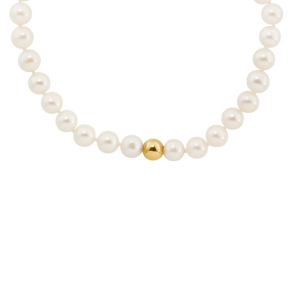 Βραχιόλι μαργαριτάρια και  χρυσ΄ή μπίλια 5-5.50mm