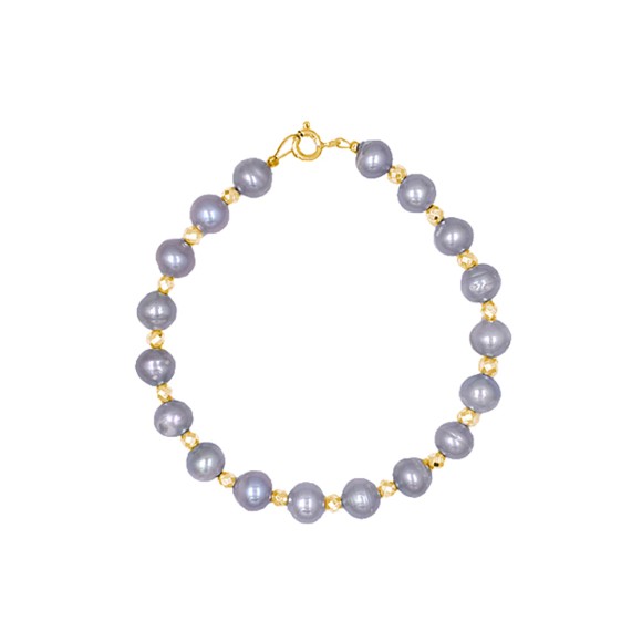 Βραχιόλι με γκρι μαργαριτάρια και αιματίτες