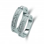 Ζευγάρι βέρες λευκόχρυσες 14 καρατίων. Σχέδιο 027b-ba