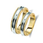 Ζευγάρι βέρες δίχρωμες χρυσό και λευκόχρυσο 14 καρατίων.Σχέδιο 132a-aa