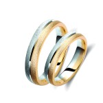 Ζευγάρι βέρες δίχρωμες χρυσό και λευκόχρυσο 14 καρατίων.Σχέδιο 134a-aa 