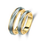 Ζευγάρι βέρες δίχρωμες χρυσό και λευκόχρυσο 14 καρατίων.Σχέδιο 149a-aa