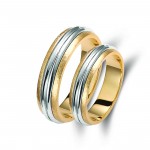 Ζευγάρι βέρες δίχρωμες χρυσό και λευκόχρυσο 14 καρατίων.Σχέδιο 160a-aa