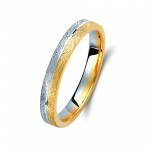 Ζευγάρι βέρες δίχρωμες από χρυσό και λευκόχρυσο, σε ice mat, 8 καρατίων. Σχέδιο 371a-aa